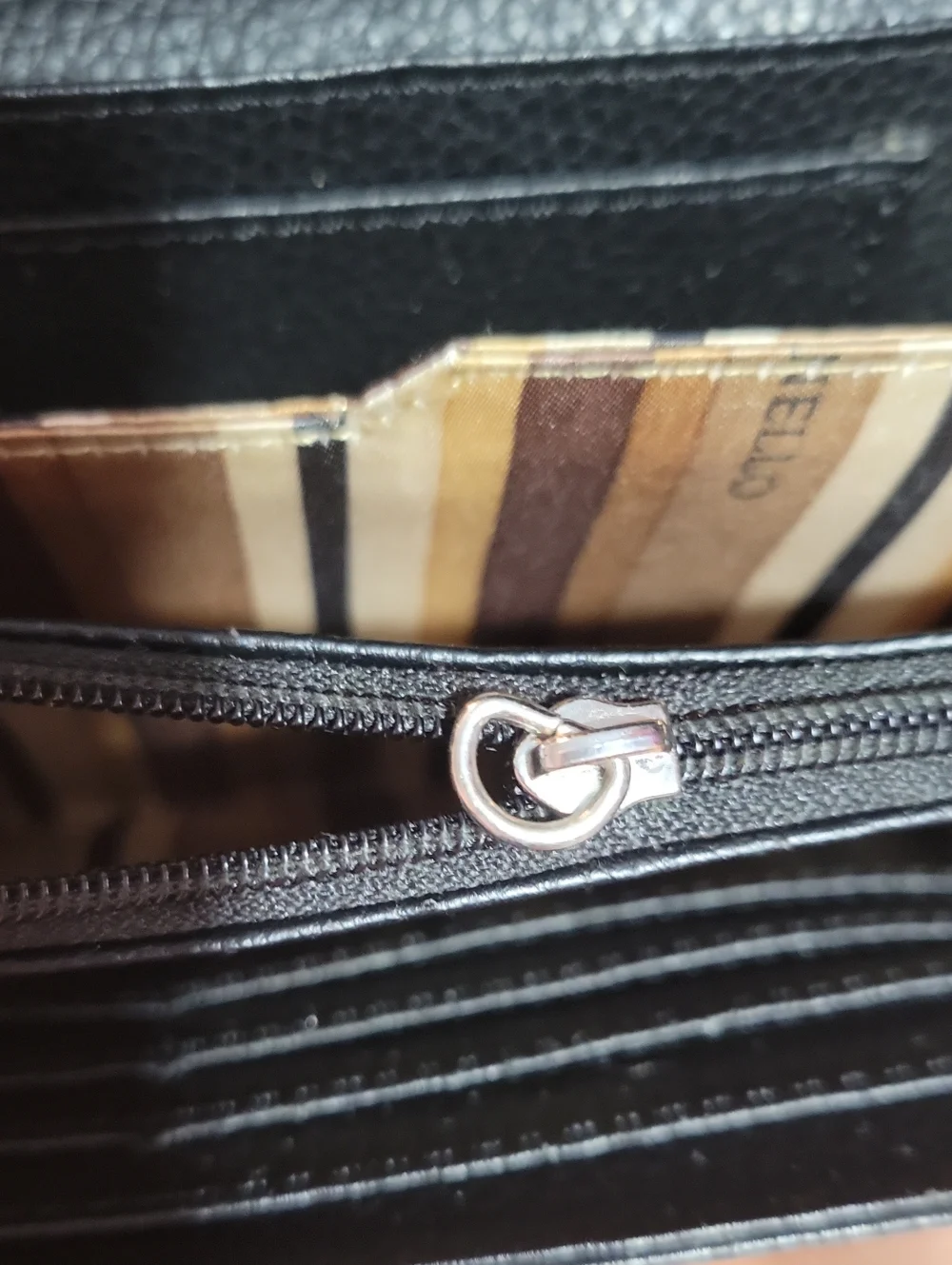 Tignanello Black Leather Wallet with Silver Turnlock